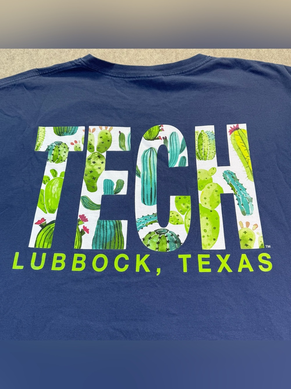 Texas Tech Women’s Comfort Colors 100% Cotton Tee w/Succulent TECH Logo Sz Lg